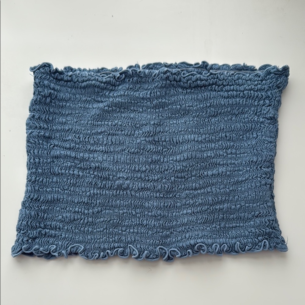 Blue Smocked Tube Top
